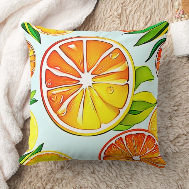 Orange Slice: Citrus Art Kissen (Decke)