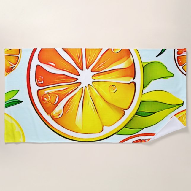 Orange Slice: Citrus Art Strandtuch (Vorderseite)
