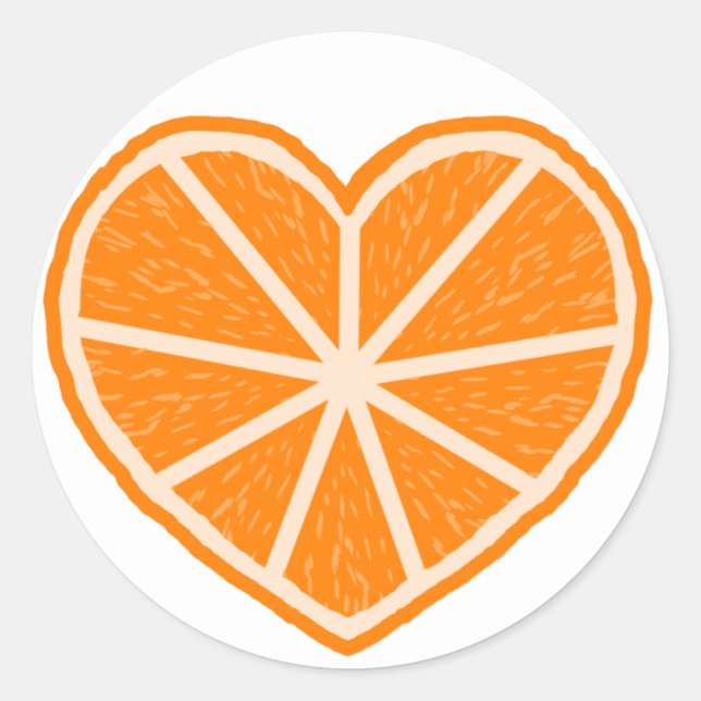 Orange Slice Heart Runder Aufkleber (Vorderseite)