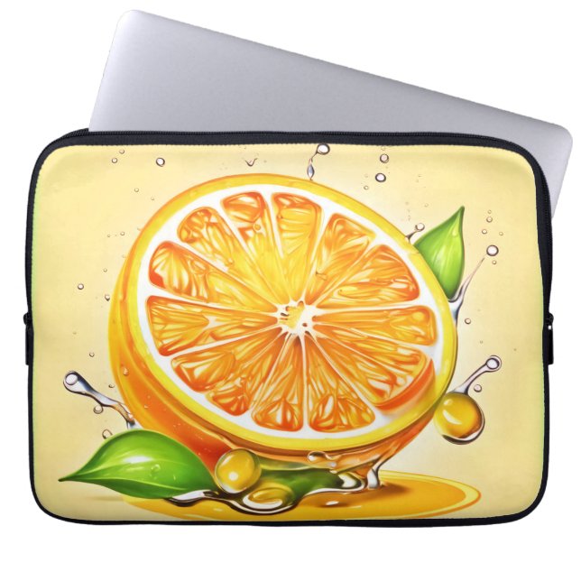 Orange Slice Splash Laptopschutzhülle (Vorderseite)
