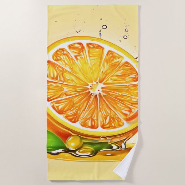 Orange Slice Splash Strandtuch (Vorderseite)