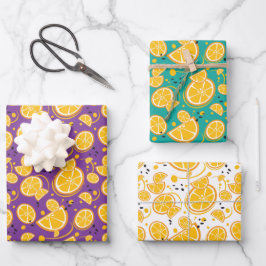 Orange Slices Citrus Sweet Fruit Design Muster Geschenkpapier Set
