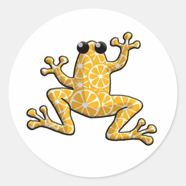 Orange Slices Frog Runder Aufkleber (Vorderseite)