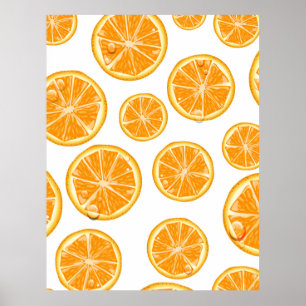 Orange Slices Vintage Stilmuster. Poster