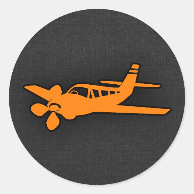 Orange Small Airplane Runder Aufkleber (Vorderseite)