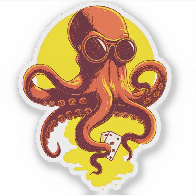 Orange Smart Octopus Aufkleber (Vorderseite)