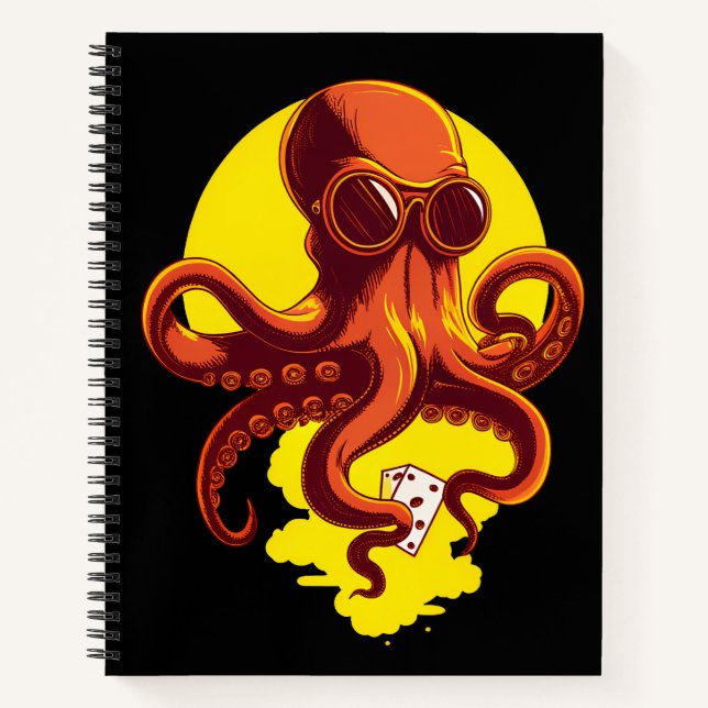 Orange Smart Octopus Notizbuch (Vorderseite)