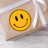Orange Smiley One Happy Typ/Gal Birthday Stickers