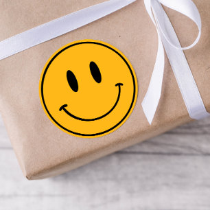 Orange Smiley One Happy Typ/Gal Birthday Stickers