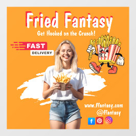 Orange Smiling Blonde Woman Fries Family Fun Fensteraufkleber