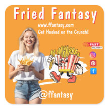 Orange Smiling Blonde Woman Fries Family Fun