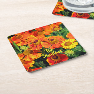 Orange Sneezeweed Helenium Garden Blume Rechteckiger Pappuntersetzer