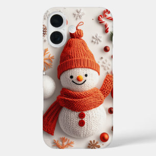 Orange Snowman Strick Weihnachtsschmuck iPhone 16 Hülle