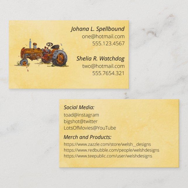 Orange Social introduction calling card-tractor Visitenkarte (Vorne/Hinten)