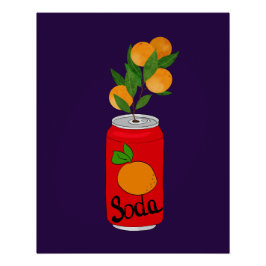 Orange Soda Can mit Fruchtzweig - Fun Pop Kunst Poster
