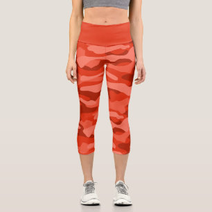 Orange Soda einfarbiges Camo Capri Leggings