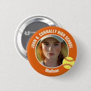 Orange Softball-Spielerin Foto High School Spirit Button