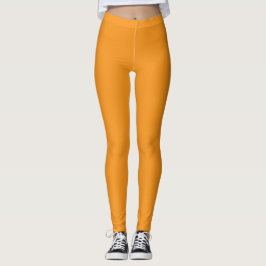 Orange Solid Color Leggings