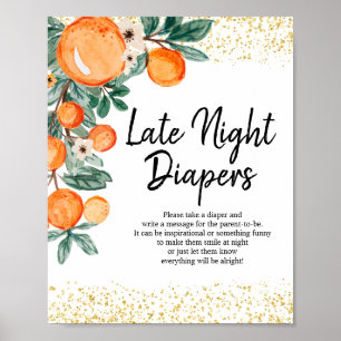 Orange Sommer Wasserfarbe Späte Nacht Windeln Poster