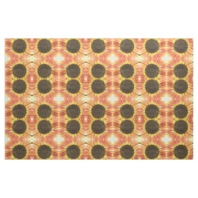 Orange Sonnenblumen Gemustertes Gewebe Stoff (Fat Quarter (45,7 x 55,9 cm))