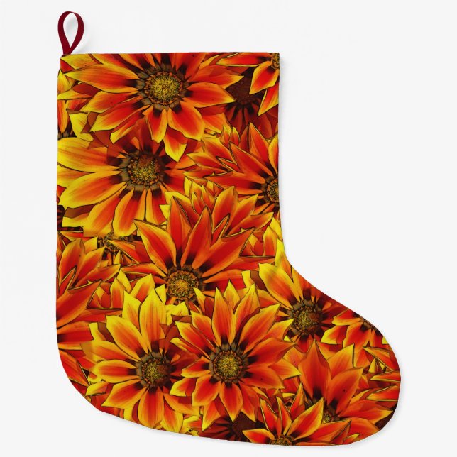 Orange Sonnenblumen Großer Weihnachtsstrumpf (Vorderseite)