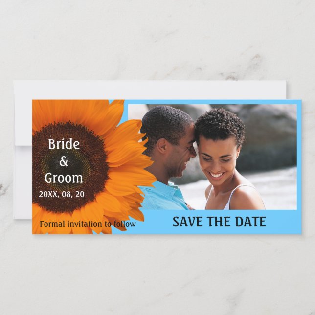 Orange Sonnenblumen Hochzeit Speichern Sie die Dat Save The Date (Vorderseite)