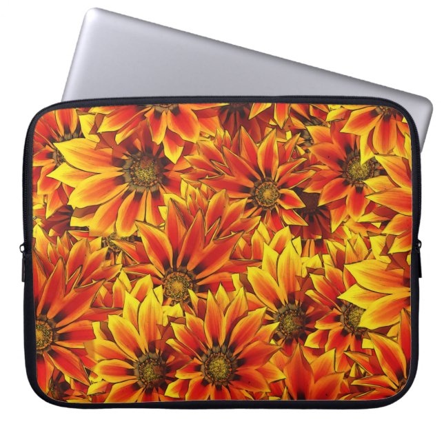 Orange Sonnenblumen Laptopschutzhülle (Vorderseite)