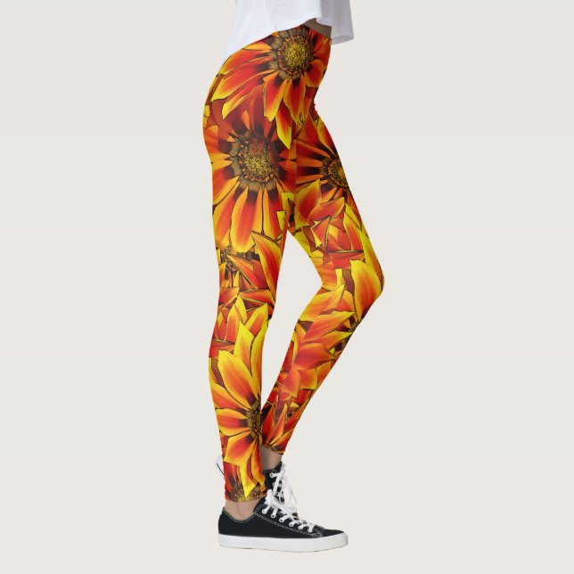 Orange Sonnenblumen Leggings (Rechts)