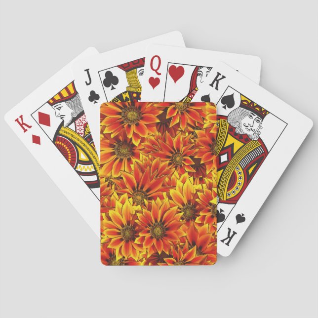 Orange Sonnenblumen Spielkarten (Rückseite)