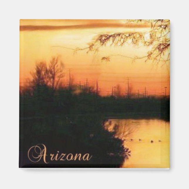 Orange Sonnenuntergang Magnet (Vorne)
