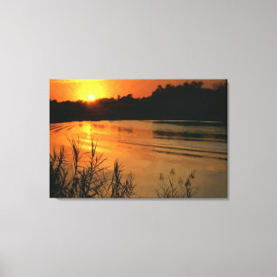 Orange Sonnenuntergang-Ölgemälde-Druck Leinwanddruck