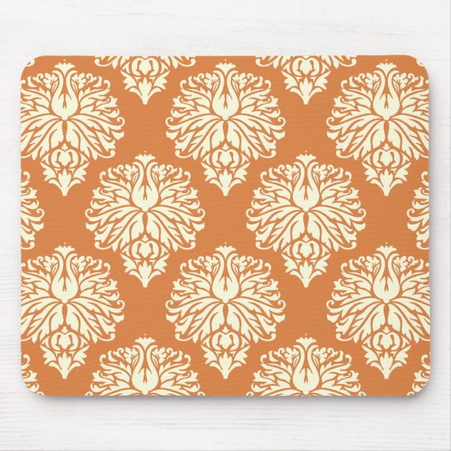 Orange Southern Hütte Damask Mousepad (Vorne)