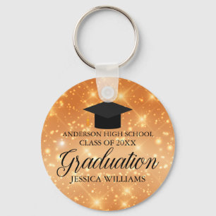 Orange Sparkle Abschluss Chic Custom Graduate Schlüsselanhänger