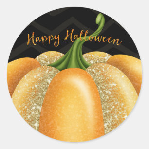 Orange Sparkle Kürbis Halloween Geburtstagsfeier Runder Aufkleber