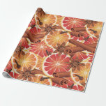Orange Spice Christmas Geschenkpapier<br><div class="desc">Orangefarbene Scheiben und Gewürze</div>