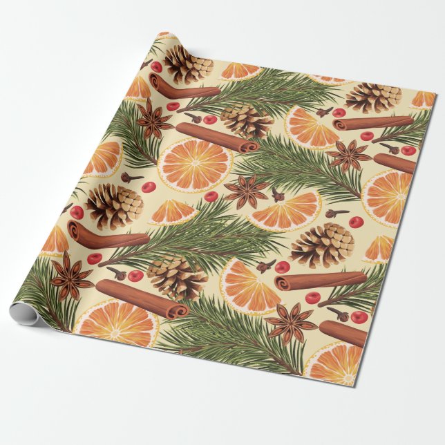 Orange Spice Christmas Geschenkpapier (Ungerollt)