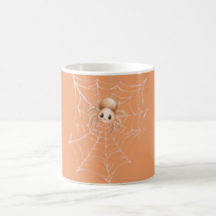 Orange Spinne im Netz Kaffeetasse