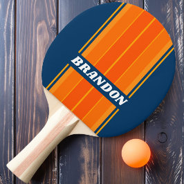 Orange Splash Board Streifen mit Namen Tischtennis Schläger