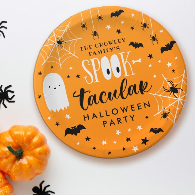 Orange Spooktacular Halloween Party Pappteller (Von Creator hochgeladen)