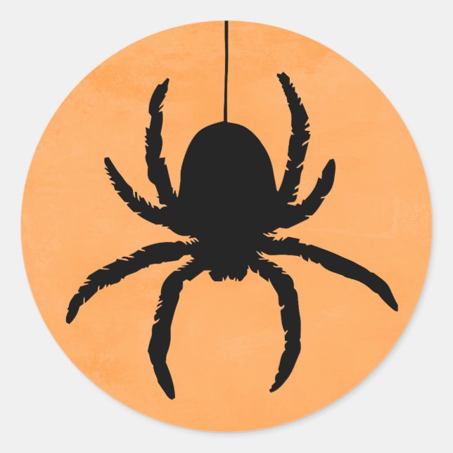 Orange Spooky Beängstigend Halloween Spider Runder Aufkleber (Vorderseite)