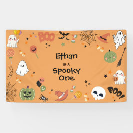 Orange Spooky Ein Niedliches Halloween 1. Geburtst Banner