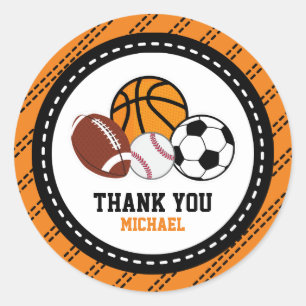 Orange Sport All Star Party Vielen Dank für Ihre U Runder Aufkleber