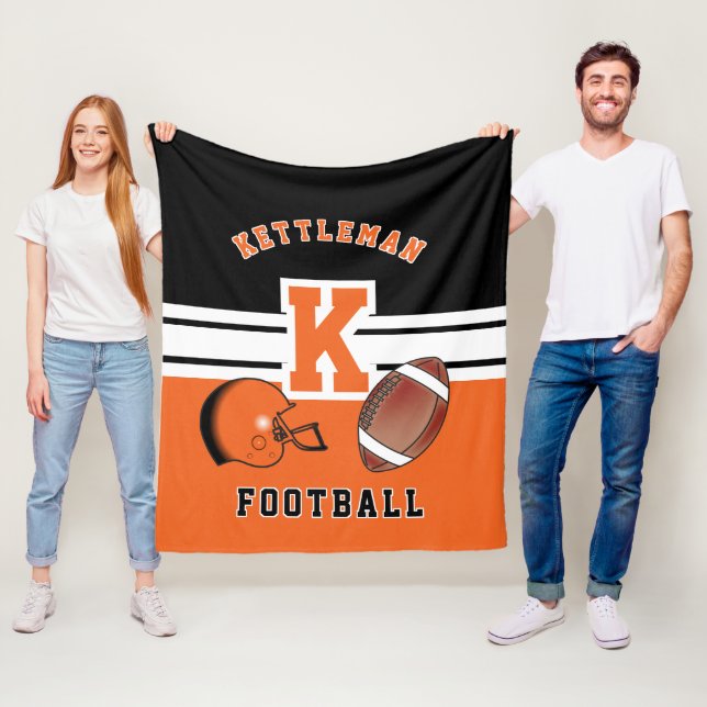 🏈 Orange Sport Letter Fleecedecke (Beispiel)