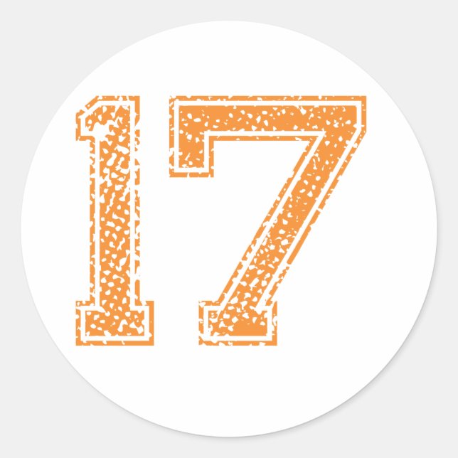 Orange Sports Jerzee Number 17.png Runder Aufkleber (Vorderseite)