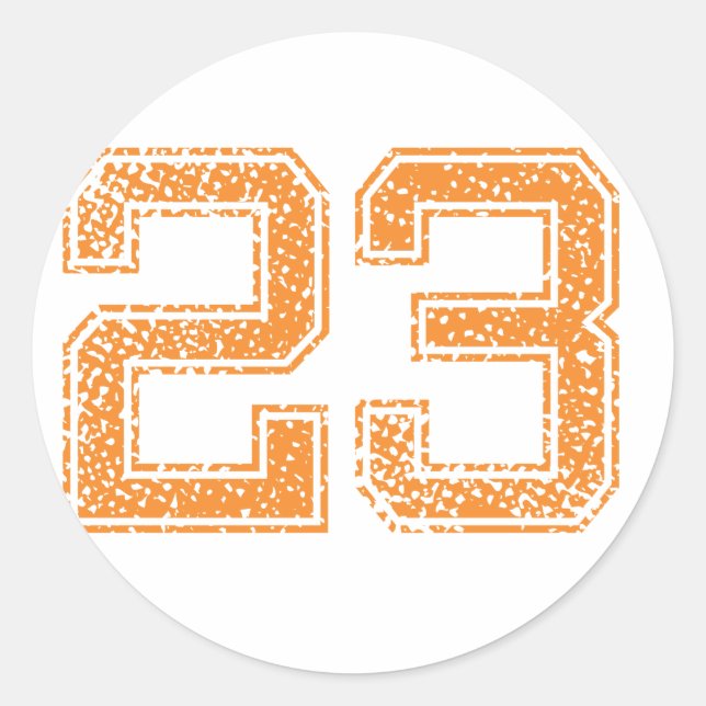 Orange Sports Jerzee Number 23.png Runder Aufkleber (Vorderseite)