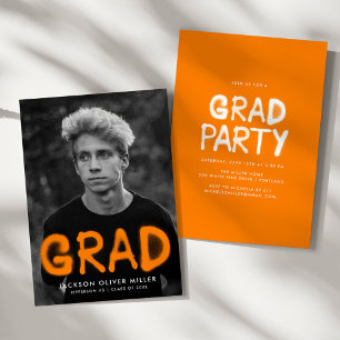 Orange Spray Paint Foto Graduation Party Einladung