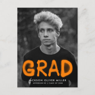 Orange Spray Paint Foto Graduation Party Einladungspostkarte