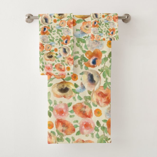 Orange Spring Flowers Badhandtuch Set (Insitu)
