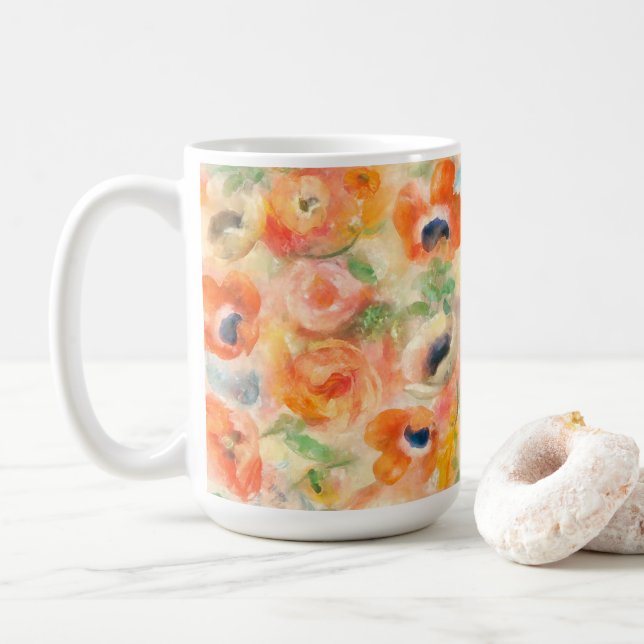 Orange Spring Flowers Kaffeetasse (Mit Donut)