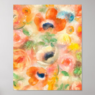 Orange Spring Flowers Poster